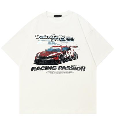 Streetwear Racing Car Graphic T-Shirt Cotton Tshirt Unisex Tops Tees Summer Short Sleeves T Shirt