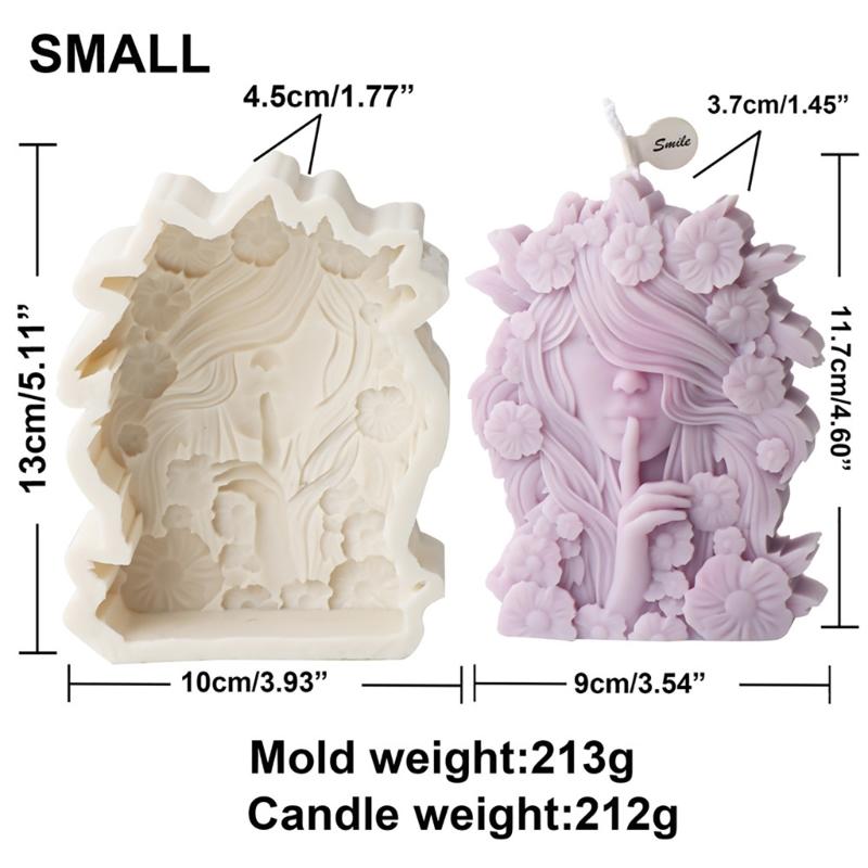 Beautiful Flower Girl Shaped Silicone Mold Unique Floral Girls Candle Crafting Mold Silicone Mold for Artistic Crafters