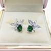 Jewelry Earrings Imitation Royal Sapphire Flower Colored Treasure Stud Earrings Retro Simple Butterfly Stud Earrings Women'S