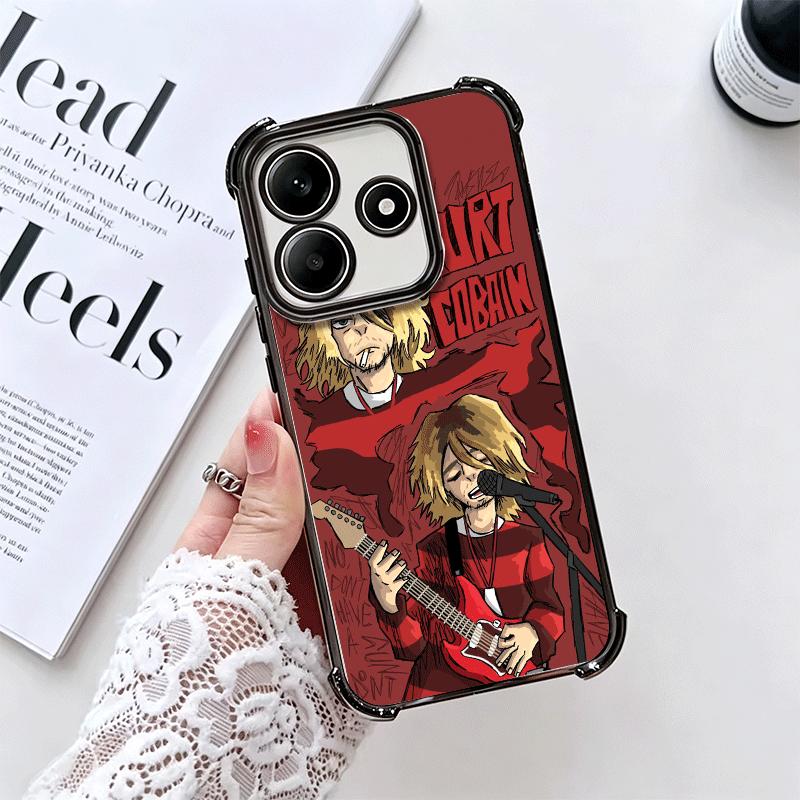 Retro Singer Kurt Cobain Soft Phone Case For Xiaomi Redmi Note 14 15 Pro Plus 13 12 11S 11T 5G 10 9S 9 Plating Anti-Fall Fundas