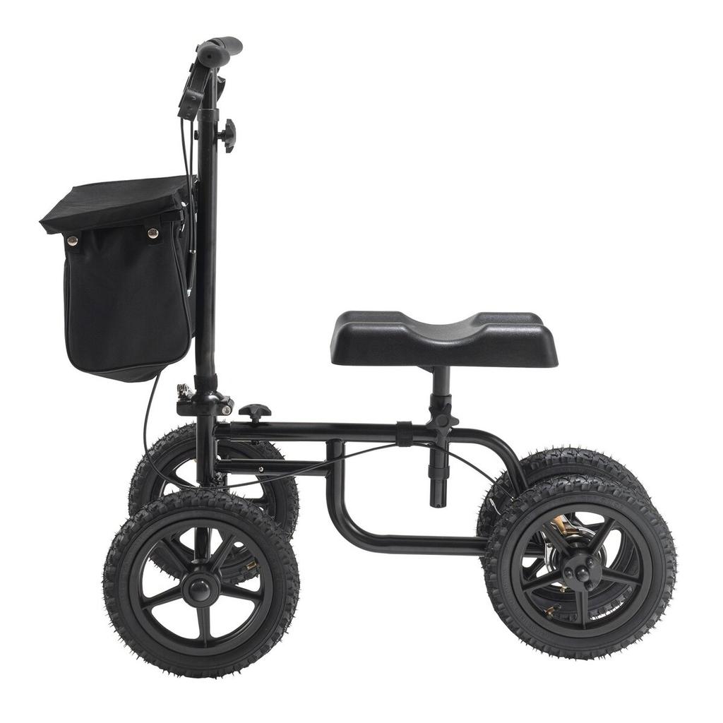 Folding Knee Scooter, Carbon Steel Steerable Knee Walker with Height-Adjustable Handlebar & Knee Pad, 12" All-Terrain Wheel, Dual Brakes, Leg Recovery