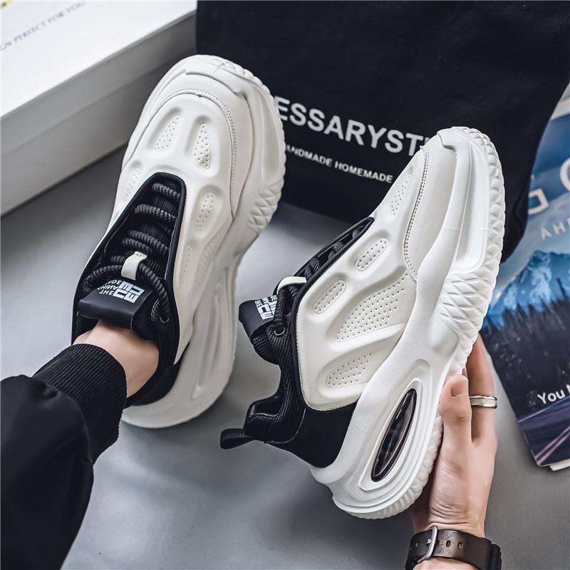 Outdoor sports shoes men's thick-soled heightening running shoes lace-up casual shoes men's teenagers wear-resistant dad shoes men's shoes