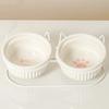 Non-Slip Ceramic Cat Bowls Iron Bracket Cat Water Bowls Elevated Cat Double Bowls  Dog Feeder