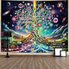 Ameyahud Blacklight Tree of Life Tapestry UV Reactive Neon Tree Tapestry Galaxy Space Tapestries Flower Floral Aesthetic Tapestries Fantasy Forest