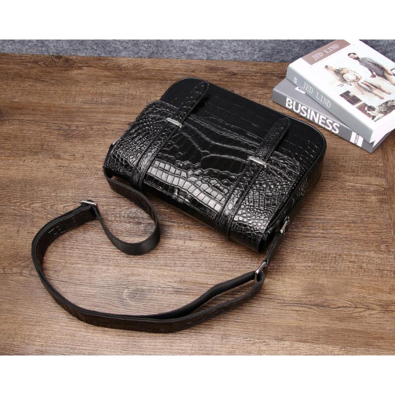 Men's Cambridge Bag, Crocodile Belly Texture Leather Men's Bag, Casual Business Leather Single-shoulder Crossbody Bag, Light Luxury and Retro