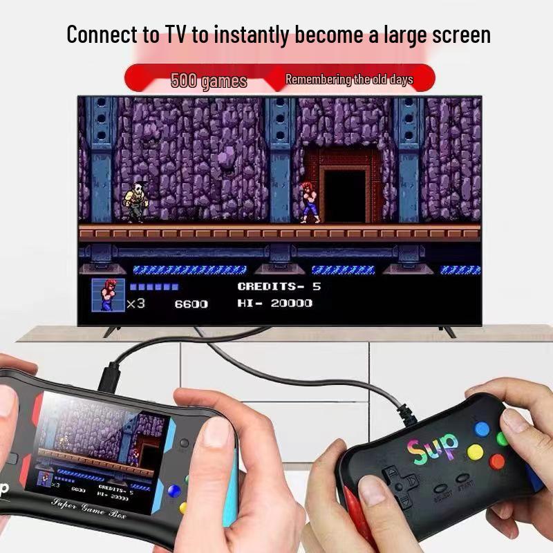 X7M Retro Handheld Game Console: Nostalgic Gaming, Large Screen, 500 Built-in Games, TV Connectivity, Two-Player Mode.