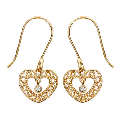 [K1412] - Gold Plated Earrings 'Love' White Gold - 13x12 Mm