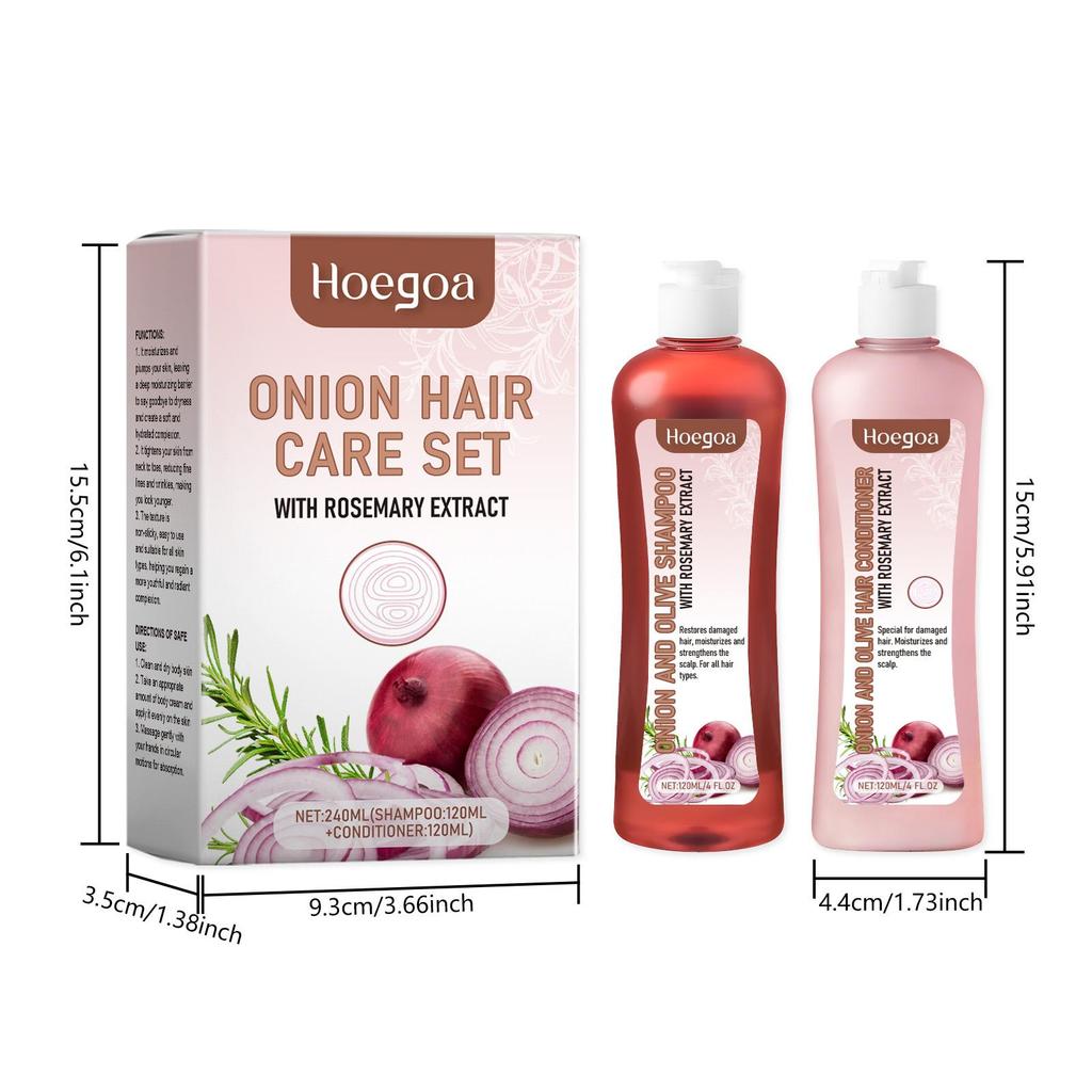 Onion Rosemary Shampoo and Conditioner Sets Anti Hair Loss Improve Rough