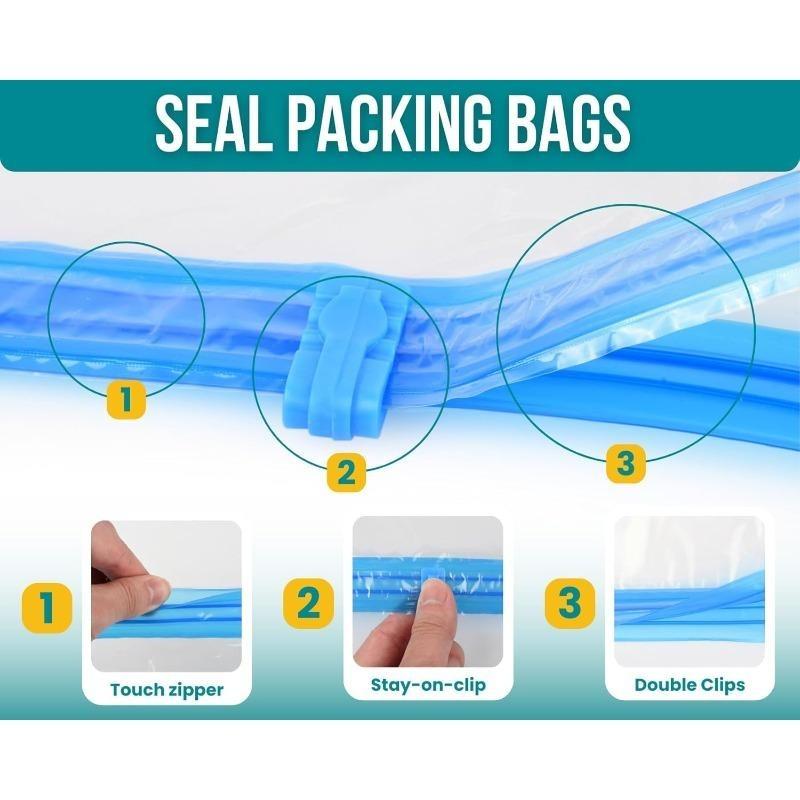 No‑Pump Vacuum Compression Storage Bags, Space Saver Travel Bags for Clothes, Handy Organizer for Luggage Home Cruise Camping Storage Accessories