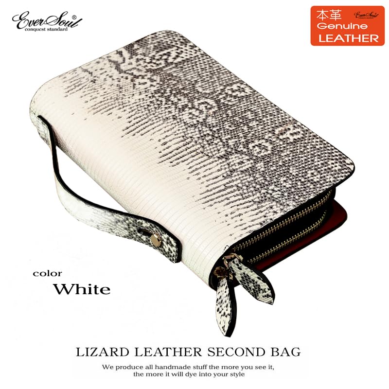 EVERSOUL Lizard Leather Clutch Bag with Large Capacity, Smartphone and Card Slots, Unisex, Black