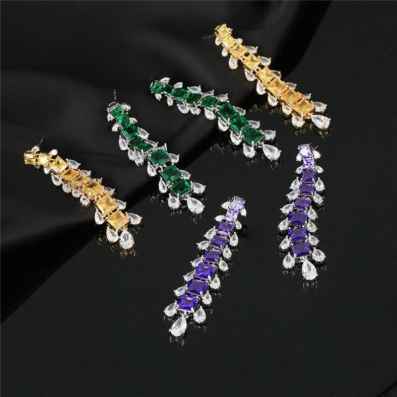 European and American Elegant Temperament Long CZ Dangle Earrings for Women 2022 Fashion Brand Jewelry Design Statement Eardrop