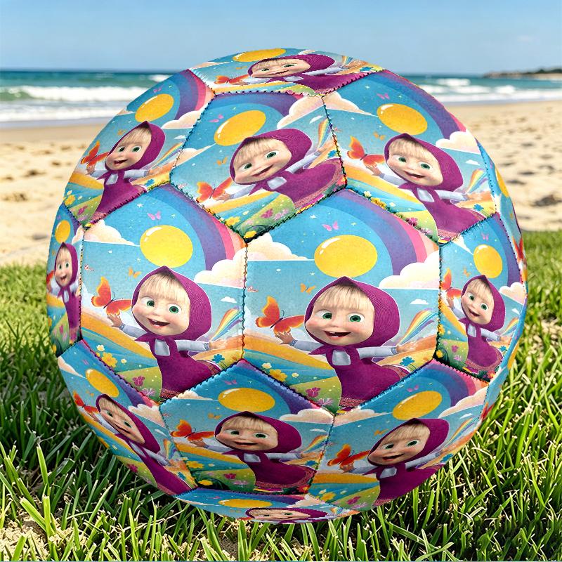 Pallone da Calcio Masha e Orso Stampa Taglia 5, Pallone da Calcio in PU Resistente all'Usura per Partite, Allenamenti e Pratica Quotidiana, Regalo di Compleanno per Appassionati di Calcio