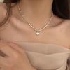 New Popular Broken Silver Love Pearl Necklace Women's Light Luxury Niche Neck Chain High Design Sense Collarbone Chain