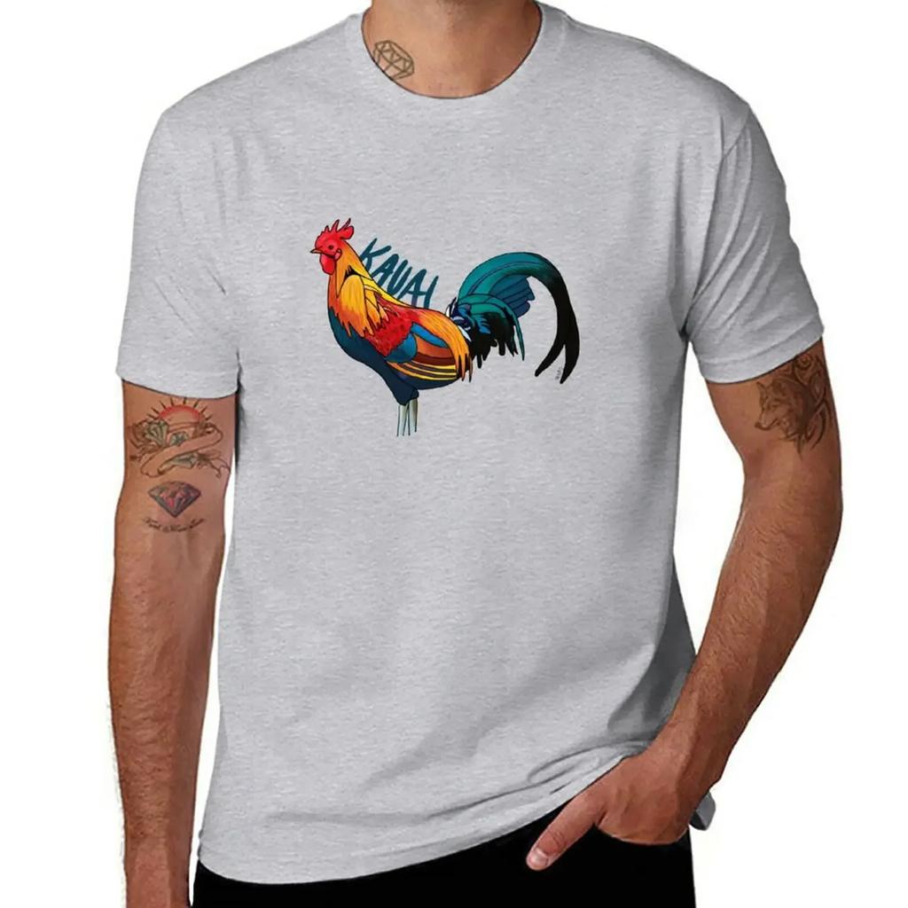 Kauai Chicken Sticker T-Shirt Plus Sizes Oversizeds Men Clothing