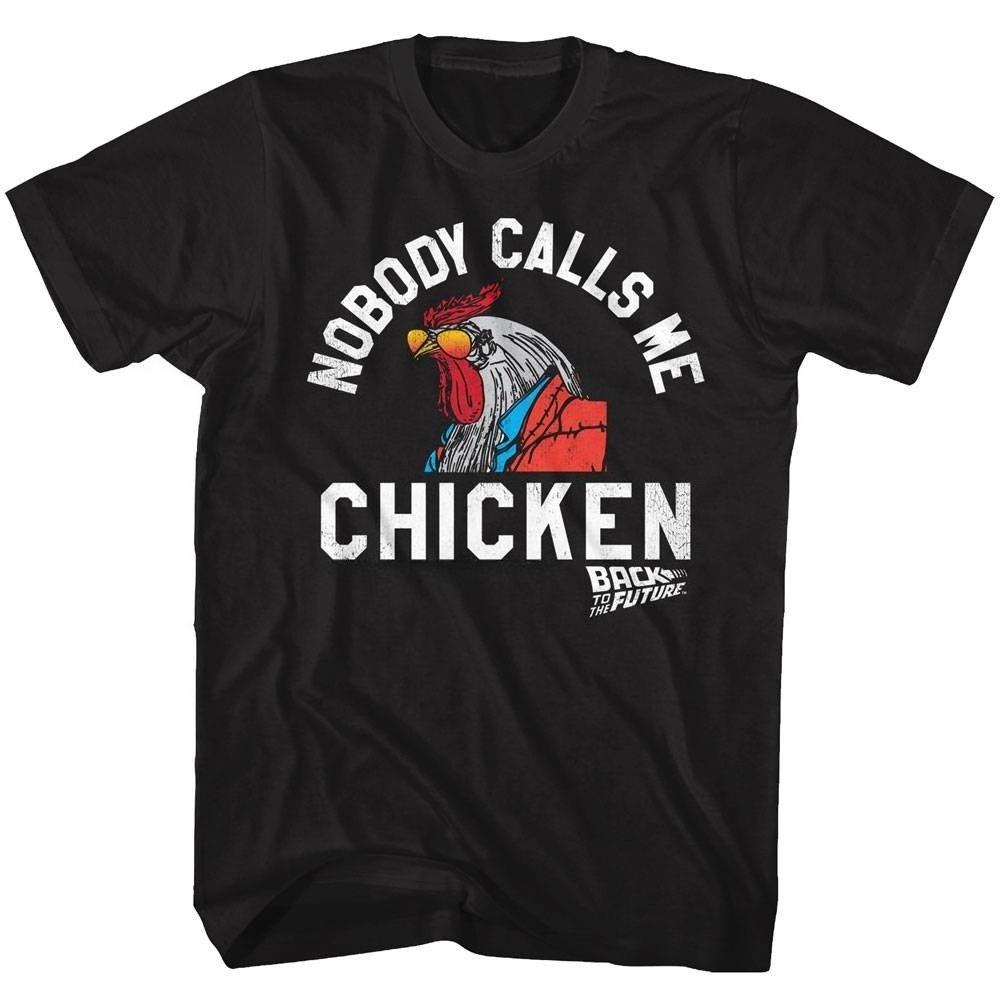 

Back to the Future Chicken Black Adult TShirt Summer Unisexs and Womens Loose and Breathable Cotton Tshirt S