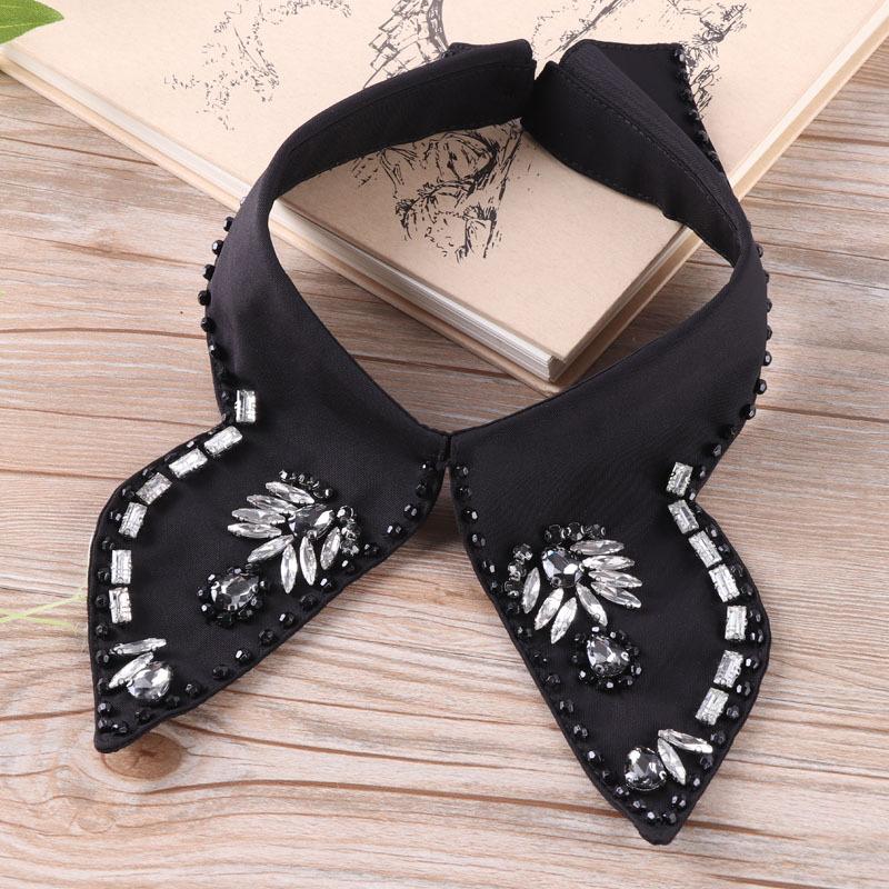 White Fake Collar Women Elegant Diamond Detachable Collars for Women False Shawl Shoulder Wrap Lapel False Collars Woman Tie