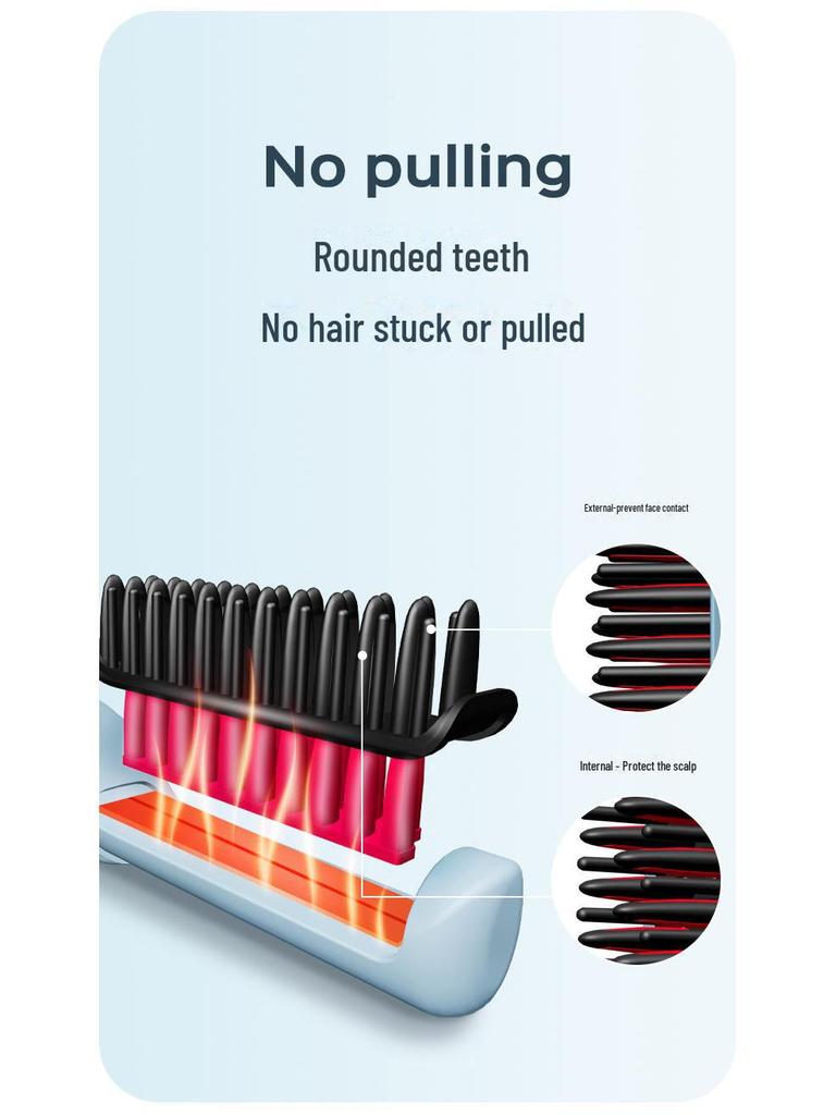 Portable Temperature-Adjustable Hair Styling Comb & Straightener
