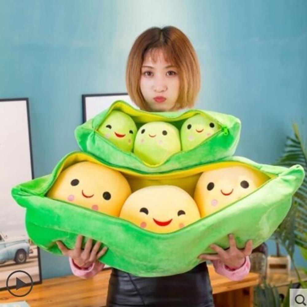 25-70CM Creative Pea Pod Plant Plush Toy Detachable Bean Cute and Interesting Green Doll To Give Baby Christmas Birthday Gift