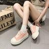 Classic White Canvas Shoes Women's Solid Lace-up Casual Thick-sole Shoes Platform Sneakers Fashionable Round-toe Walking Shoes