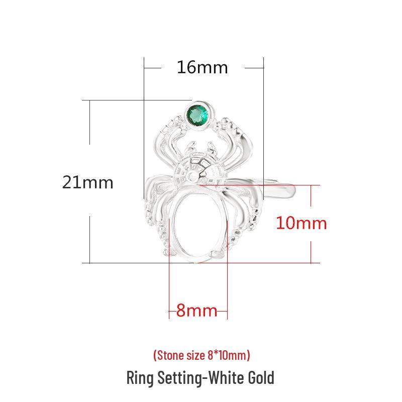 

925 Sterling Silver Antique Gold Ring - Animal Design with DIY Inlay for Hetian Agate or Chalcedony Gem.