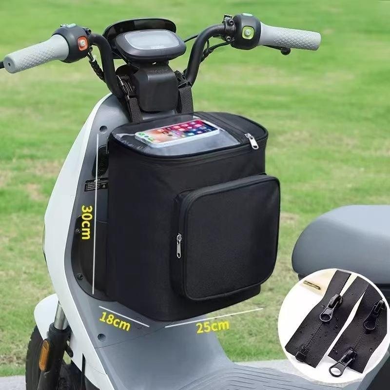 Electric Bike & Motorcycle Helmet Pouch, Large Capacity Front Bike Bag with Adjustable Shoulder Strap