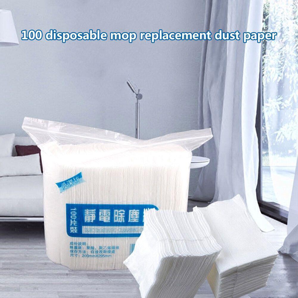 100Pcs Disposable Cleaning Cloth Paper Electrostatic Dust Removal Mop Paper 20*30cm Household Floor Tile Wall Cleaning Supply