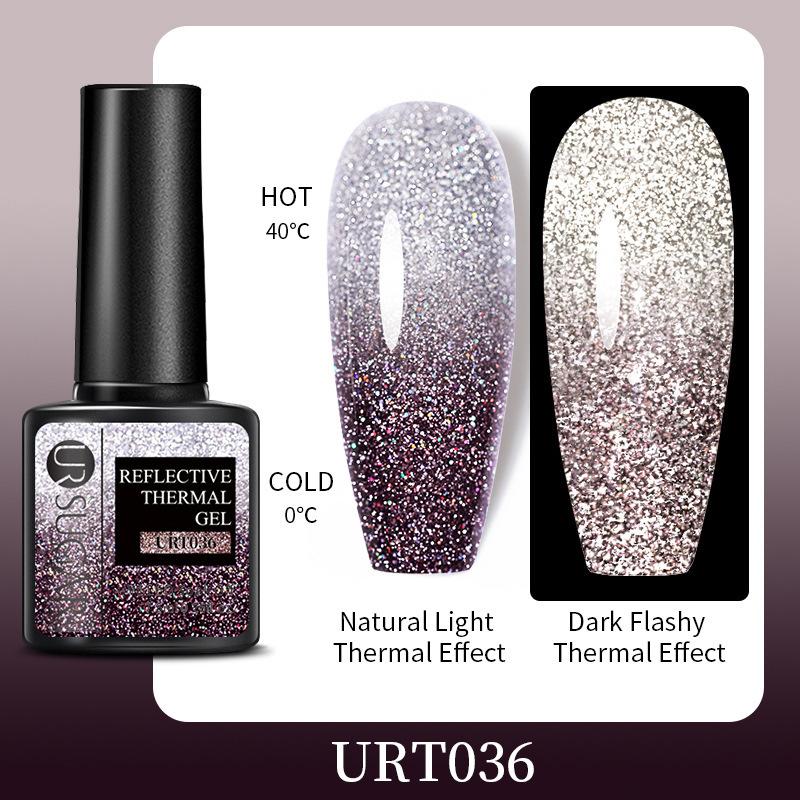Bouncing Warm Glitter Powder Broken Diamond Glue, Bright And Explosive Glitter Phototherapy Glue Removable Color-Changing Nail Polish Glue Set