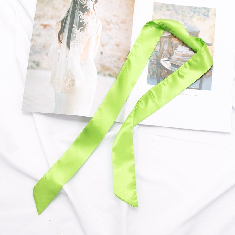 Neuer langer Taschenschal Damen Haarband Damen Accessoires Einfarbige schmale Schals Stirnband Satinband Krawatte Dekorative Taschenschals