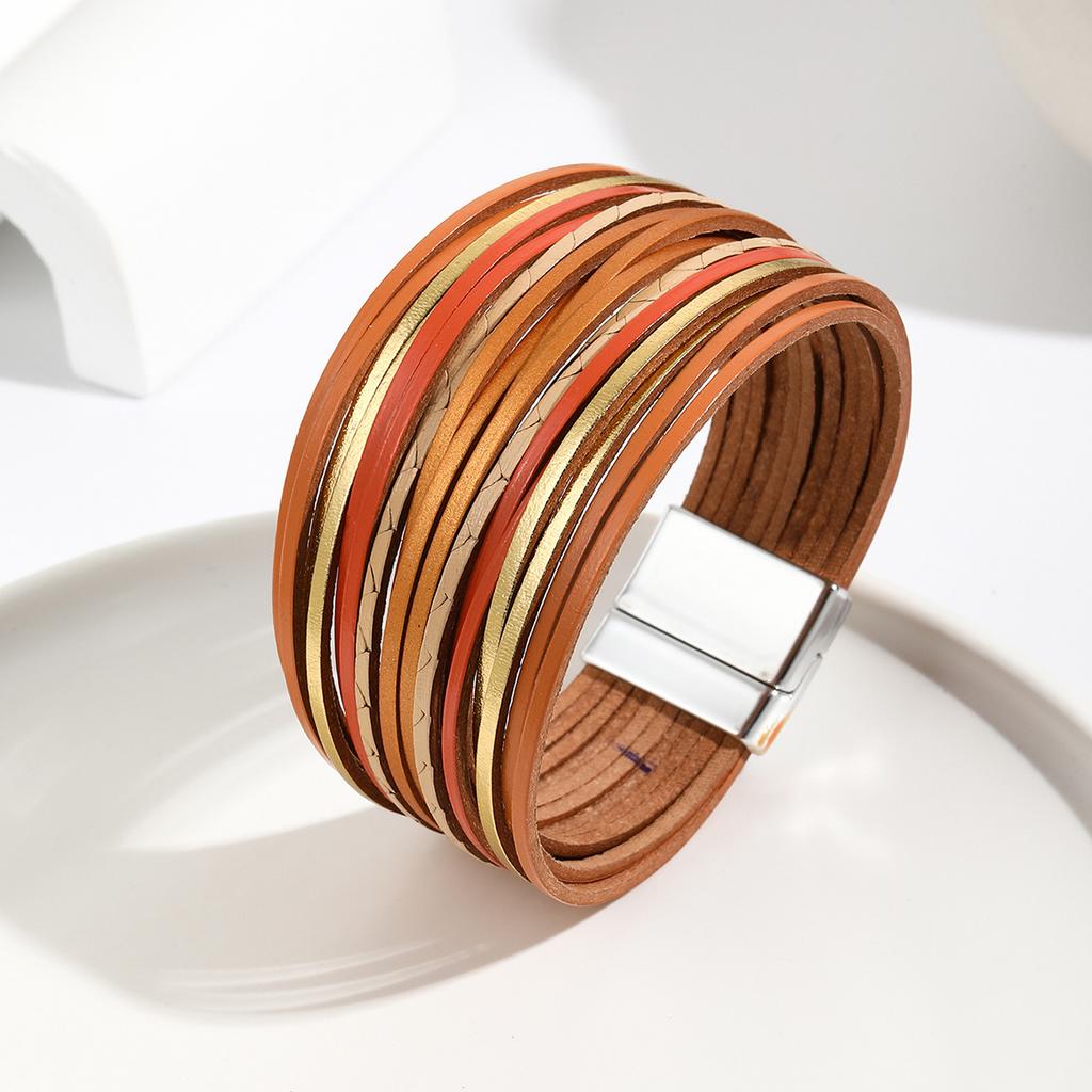 Boho Thin Strip flerlags lærarmbånd for kvinner Shred Wrap Unisex-smykker