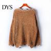 Stylish V-hem Sweater Women's Long Sleeve Loose Fit V-Neck Knitted Women Fashion Knitwear Lady Casual Jumper Pullover Top for Autumn Winter