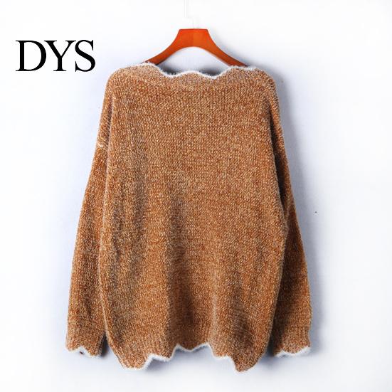 Stylish V-hem Sweater Women's Long Sleeve Loose Fit V-Neck Knitted Women Fashion Knitwear Lady Casual Jumper Pullover Top for Autumn Winter