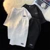 Costum Casual de Vară pentru Bărbați Set din Două Piese Stil Elegant Simplu Tricou Larg cu Mânecă Scurtă