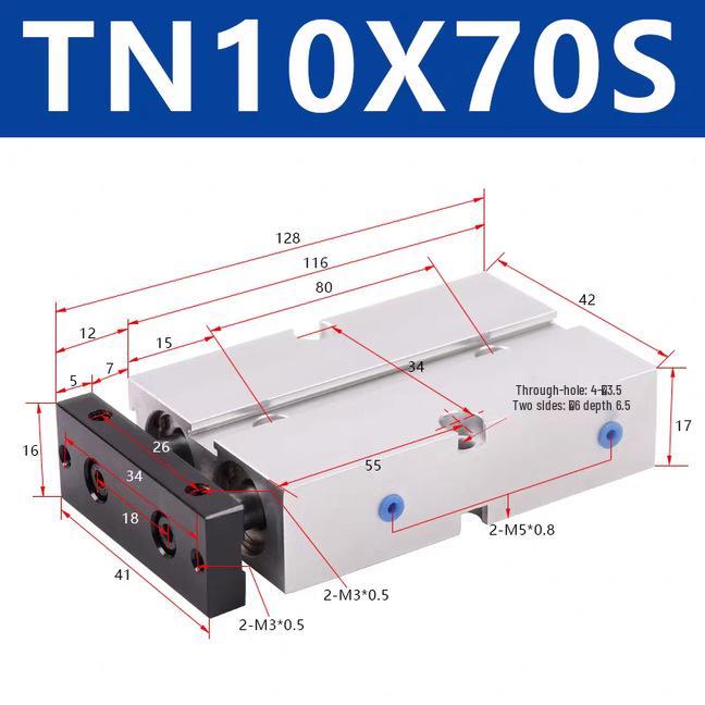 Double Shaft Pneumatic Cylinder with Dual Piston Rods TN10-40