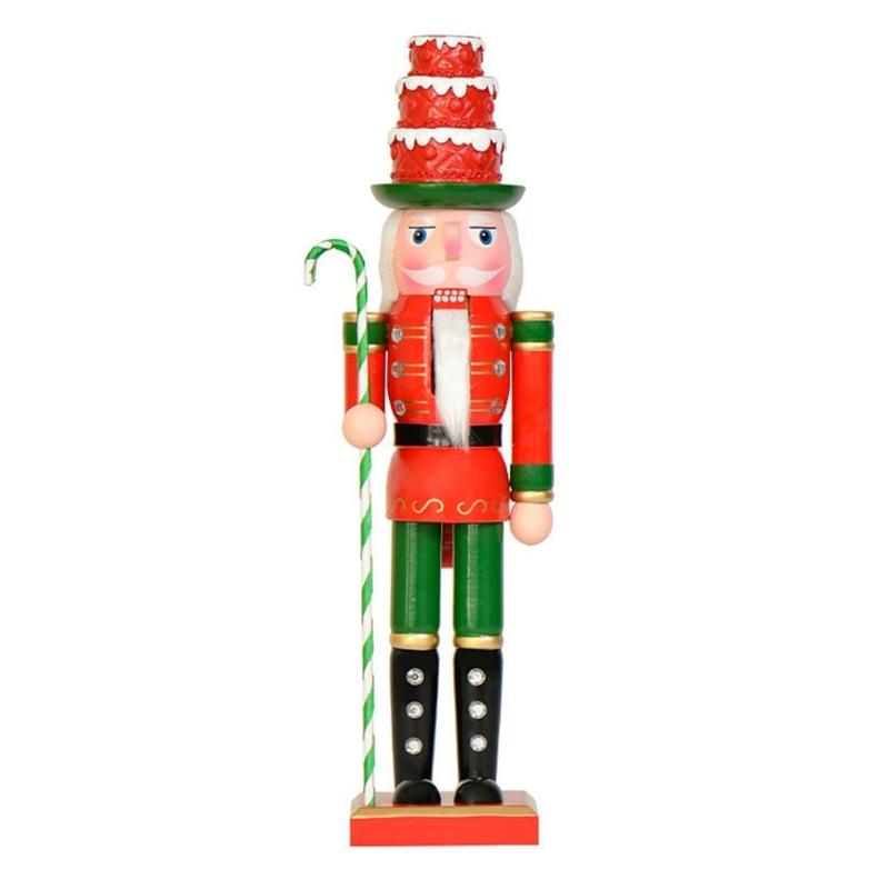 Green And Red Pink Nutcrackers Figurine 38CM Tall Handcrafted Wooden Christmas Ornament For Mantels Shelf Decoration