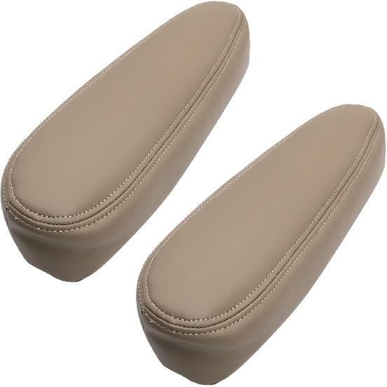 SecosAutoparts Armrest Cover Replacement Leather Seat Cover Med Tan Compatible with Chevy Silverado 1500 2500 3500 Tahoe Sierra Suburban Avalanche