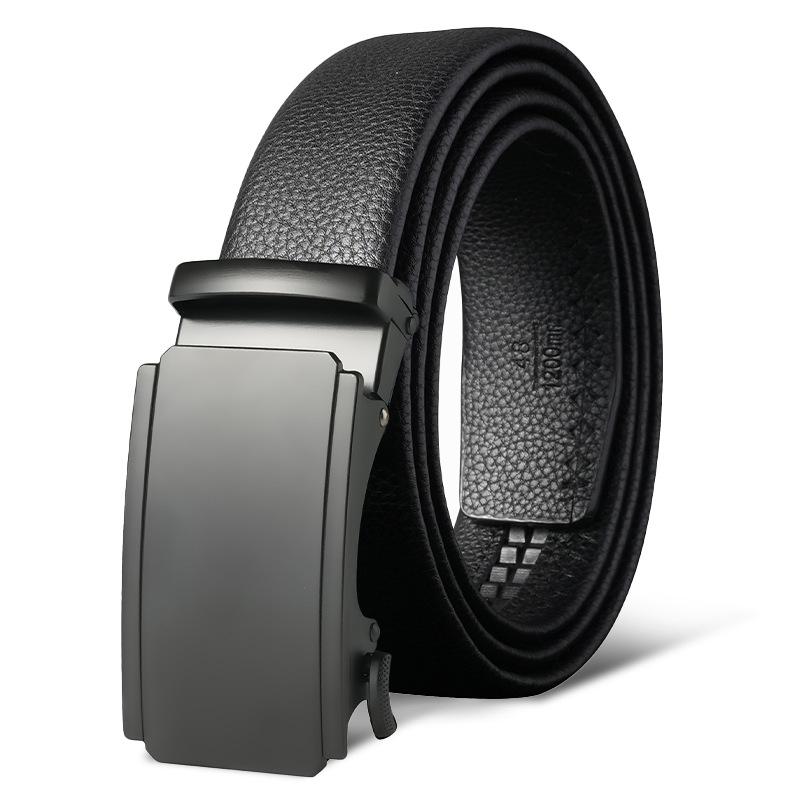 Men's Belt Genuine Leather Belt Young Man's Automatic Buckle Leather Belt Business Casual Belt Men
