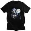Wolves Howling At The Moon T Shirts Unisex Short Sleeve Tshirts Streetwear Graphic Tee 100 Cotton Loose Oversized Clothing