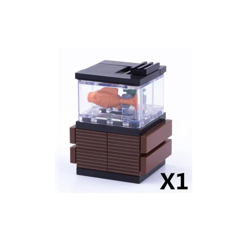 MOC City Stavebnice Scéna Doplňky Nábytek Postel Toaleta Vana Piano TV Pohovka Odpadkový koš Kuchyňské spotřebiče Cihlová hračka S14