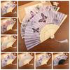 Elegant Silk Material Vintage Silk Folding Fan Chinese Style Bamboo Frame Hand Fan Vintage Dance Fan Home Decor