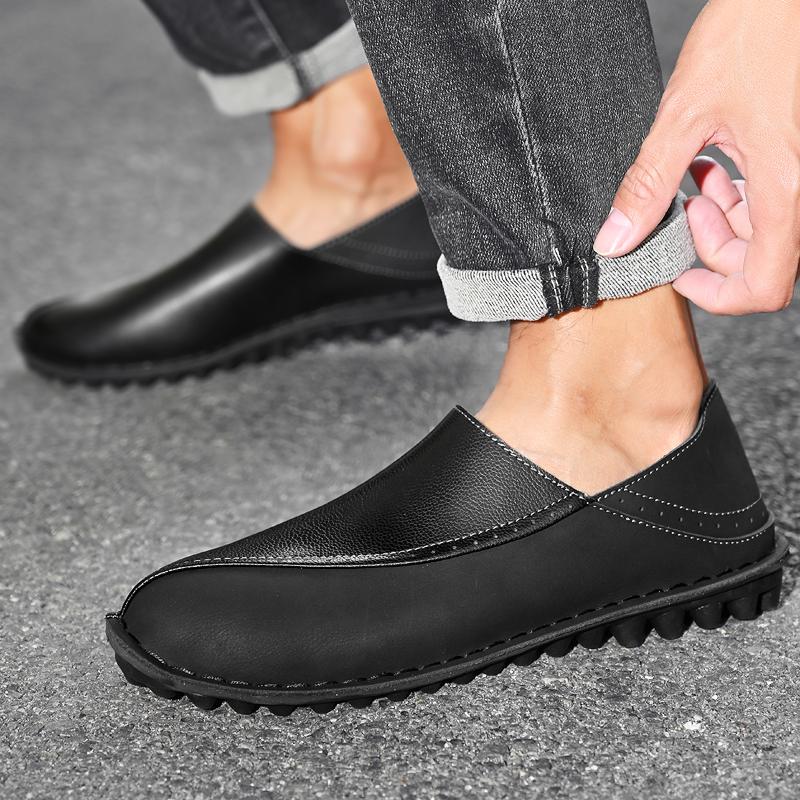 High-End Marke Herren Leder Freizeitschuhe Weichsohlige Bequeme Slipper Flachsohlige Vielseitige Outdoor Herren Fahrschuhe