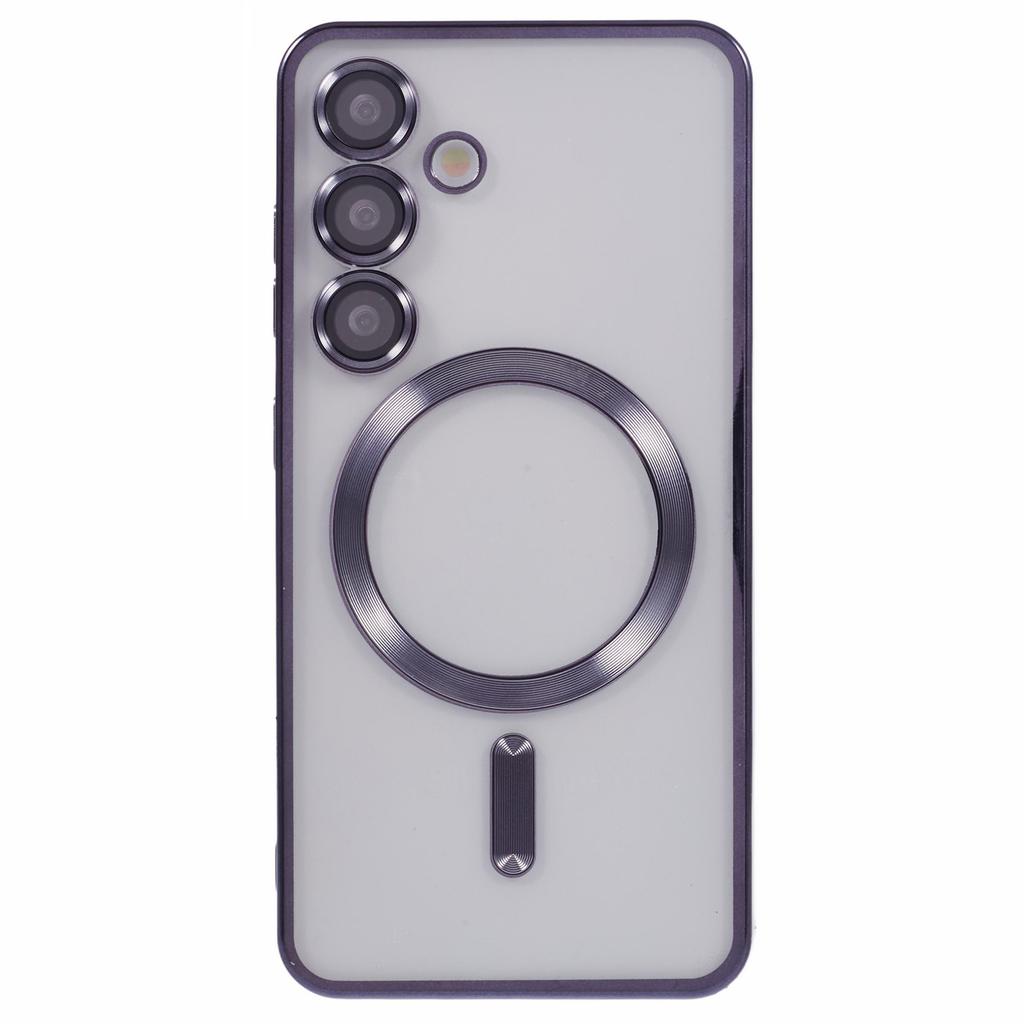 For Samsung Galaxy S25 Magnetic Case Electroplated TPU Phone Cover with Lens Film
