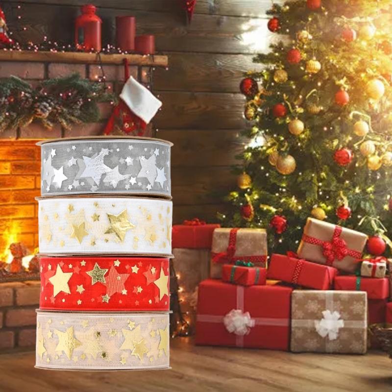 Ribbon Printing Stars Ribbon For Christmas Wedding Decoration Cake Ribbon Gift Wrapping DIY Sewing Handmand Art Craft