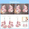 Cute Christmas Theme Cartoon Pink Hat Scarf Snowman Pattern Earrings Women