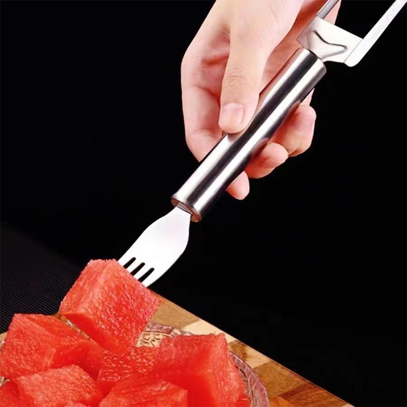 Stainless Steel Watermelon Fork Slicer Portable Watermelon Slicer Cutter Watermelon Fork Multifunctional Fruit Tool Household