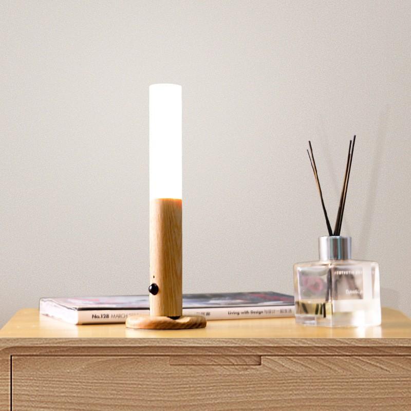 LED Wood USB Night Light Magnetic Wall Lamp Kitchen Cabinet Closet Light Home Staircase Bedroom Table Move Lamp Bedside Lighting