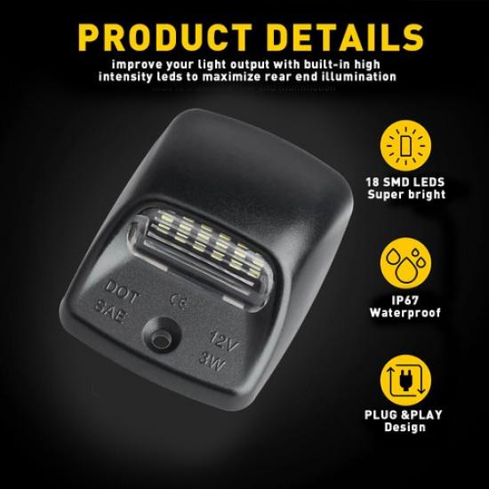 Pair LED White License Plate Number Lights For 2005-2015 Toyota Tacoma, Tundra