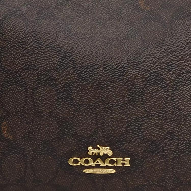 Coach Laurel 36 Logo Zip Closure Faux Leather Crossbody Shoulder Bag Large Women Bags Walnut Black CY685-IMXAQ
