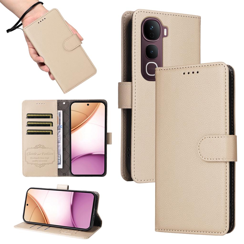 For Vivo Y400 Pro 5G/vivo V40e 5G Case RFID Blocking 3 Card Slots PU Leather Phone Cover with Wrist Strap