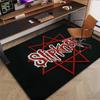 Slipknot Red Nonagram Logo Area Rug Non Slip Mat, Black Background Heavy Metal Band Carpet for Bedroom Decor