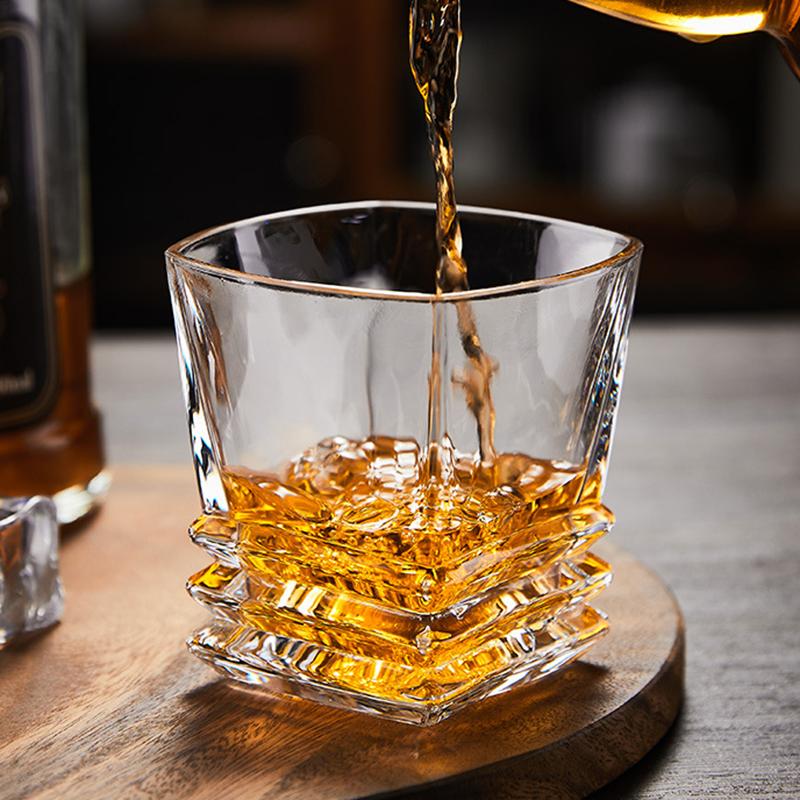 330ml Glas Tassen mit großem Fassungsvermögen Quadratischer Boden Frühlingsform Transparente Gläser Eisbecher Kaffeetasse Saftglas Tassen